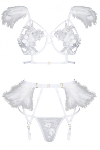 ORIENT - luxury & exclusive white women's lingerie with feathers