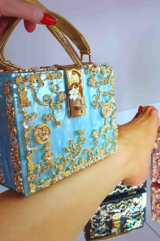 BLUE DREAM - box bag, evening bag, clutches bag