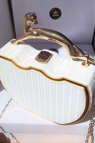 WHITE PATNHER - elegant handbag, wedding purse